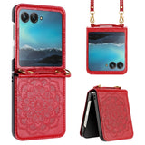 Moto Cases #18 =  Motorola Razr+ Plus (2023) Embossed Floral Design Case Cover with Strap