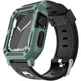 iWatch Accessories #22 = For Apple Watch Size 38/40/41mm Full Protection Tough Hybrid Watch Case + Band - Green