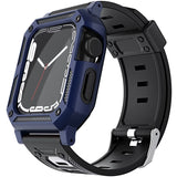 iWatch Accessories #23 = For Apple Watch Size 38/40/41mm Full Protection Tough Hybrid Watch Case + Band - Navy Blue