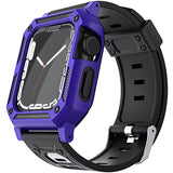 iWatch Accessories #24 = For Apple Watch Size 38/40/41mm Full Protection Tough Hybrid Watch Case + Band - Purple