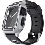 iWatch Accessories #27 = For Apple Watch Size 38/40/41mm Full Protection Tough Hybrid Watch Case + Band - Silver