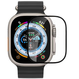iWatch Accessories #3 = For Apple Watch Size 49mm Bulk White Paper Card Package Black edged Tempered Glass (Black)
