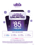 BYOP = Ultra Mobile PROMO 3 LINES = $85 Unlimited Talk, Text, Data + Sim Kit + New Number