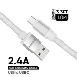 Type C Charger #79 = USB To USB-C Braided Cable - 3.3FT/1M - 2.4A -