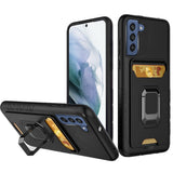 Samsung Case #33 = Card Holder with Magnetic Ring Stand Hybrid Case Cover Samsung Galaxy Note, S, A, J Series
