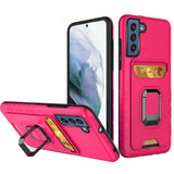 Samsung Case #33 = Card Holder with Magnetic Ring Stand Hybrid Case Cover Samsung Galaxy Note, S, A, J Series