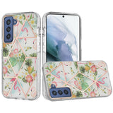 Samsung Case #39 = Floral IMD Chrome Design Shockproof Hybrid Case Cover Samsung Galaxy Note, S, A, J Series