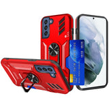 Samsung Case #41 = invisible Card Holder Magnetic Ring Stand Hybrid Case Cover Samsung Galaxy Note, S, A, J Series