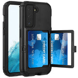 Samsung Case #42 = Card Holder (Upto 2) with Mirror Hybrid Shockproof Case Cover Samsung Galaxy Note, S, A, J Series