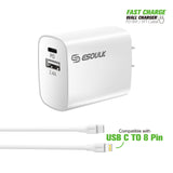 iphone charger Cable #88 = 18W Wall Charger PD&2.4A USB with 5ft C to 8Pin cable