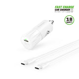 Type C Charger #72 = 18W Car Charger PD & 2.4A USB with 3ft C to C cable
