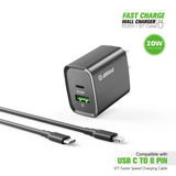iphone charger Cable #94 = 20W PD/QC Wall Charger & 5FT Cable for C to 8pin