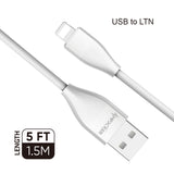 iphone charger Cable #39 = 2.4A TPE 1.5M / 5 FT For USB to Lightning white Heavy Duty Cable