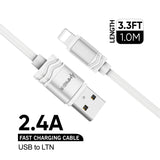 iphone charger Cable #42 = USB To Lightning Durable PVC Cable - 3.3FT/1M - 2.4A - black