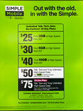 BYOP = Simple Mobile by Verizon 1 LINE $30 Unlimited Talk, Text, Int'l Text & 20gb Data