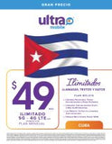BYOP = Ultra Mobile 1 Line $59 Unlimited Talk & Text, Data +25gb hotspot  + Sim Kit + New Number